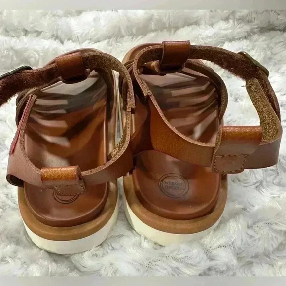 Wonder Nation Girls Brown Faux Leather Gladiator Sandals - Picture 3 of 10